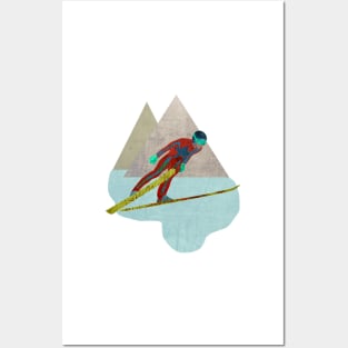 Skijumper with Mountains Posters and Art